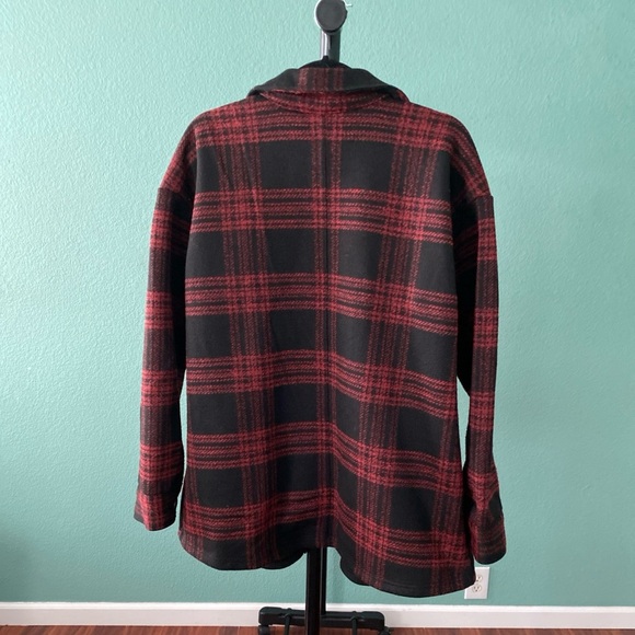 J Jill Buffalo Red And Black Plaid Jacket / Coat W Pockets Size L - 0124 - Picture 2 of 6
